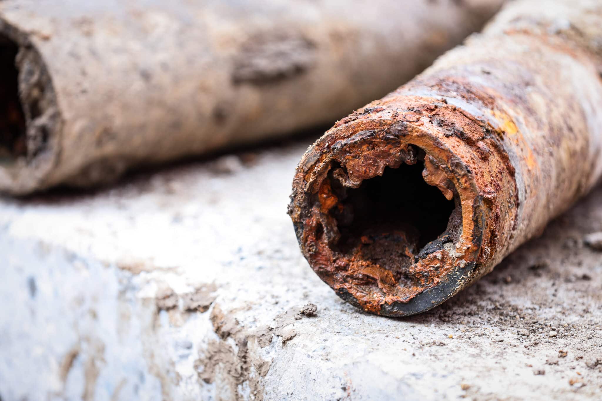 Aging pipe infrastructure, corroded drinking water pipes, and an impact on water quality.