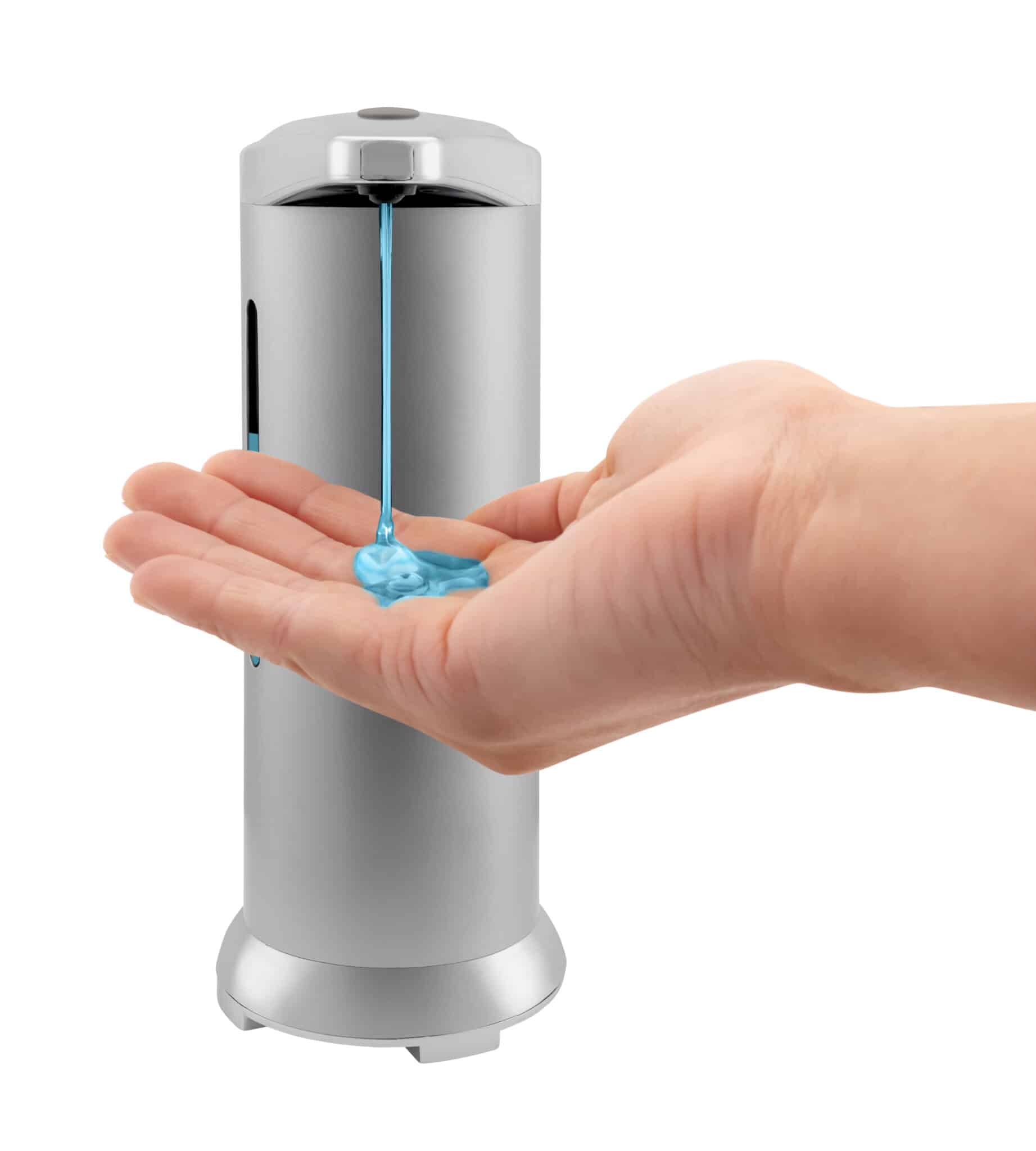 Stainless steel, sensor soap dispensers.