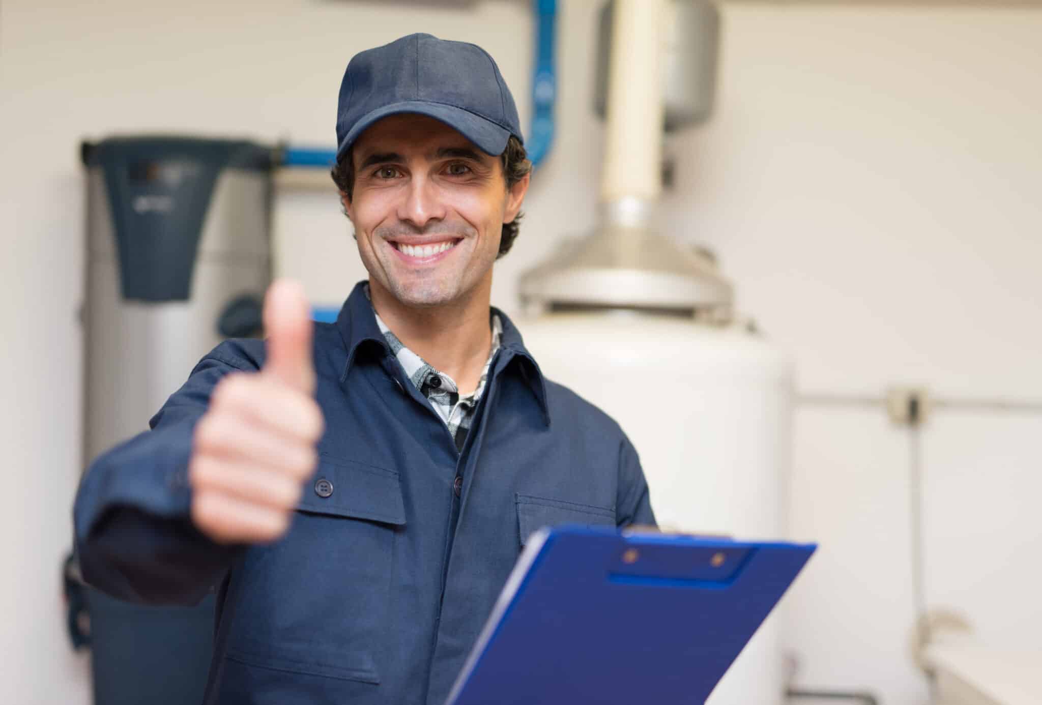 Smiling Plumbing Contractor.
