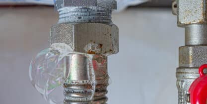 Gas leak at home heating boiler.