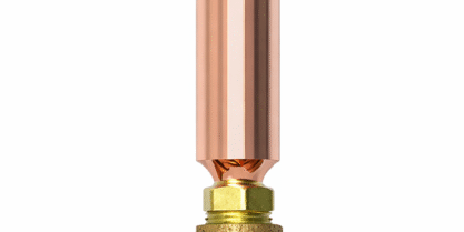 Water hammer arrestor on white background.
