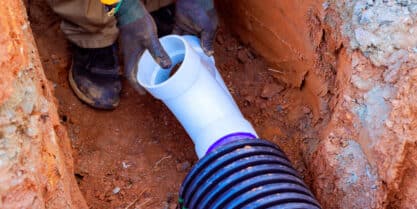 Sewer cleanout installation for easier drain access.