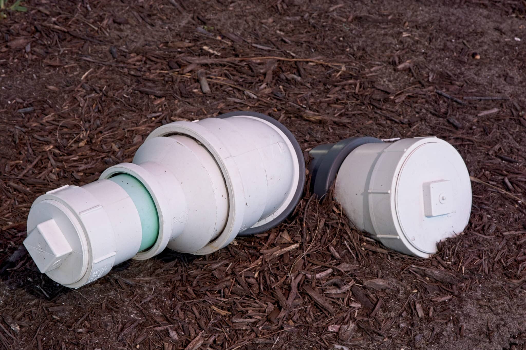 PVC sewer cleanout installation for easier drain access.
